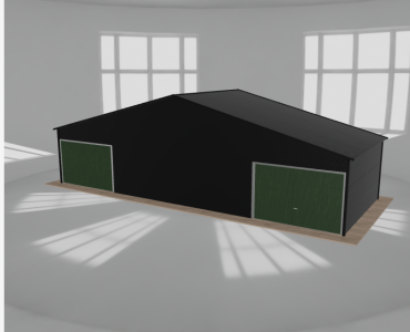 Garaż blaszany 12x4.5m dwustanowiskowy dwuspadowy Czarny