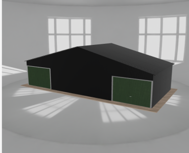 Garaż blaszany 12x5.5m dwustanowiskowy dwuspadowy Czarny