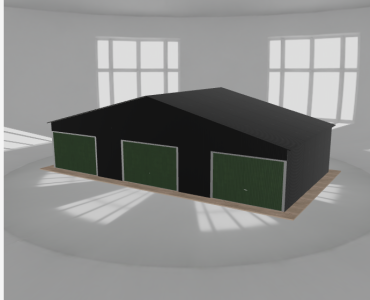 Garaż blaszany 12x6.5m trzystanowiskowy dwuspadowy Czarny