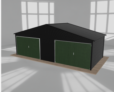 Garaż blaszany 7.5x3.5m dwustanowiskowy dwuspadowy Czarny