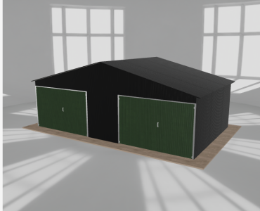 Garaż blaszany 7.5x4.5m dwustanowiskowy dwuspadowy Czarny