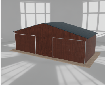 Garaż blaszany 8x3.5m dwustanowiskowy
  dwuspadowy Ciemny orzech