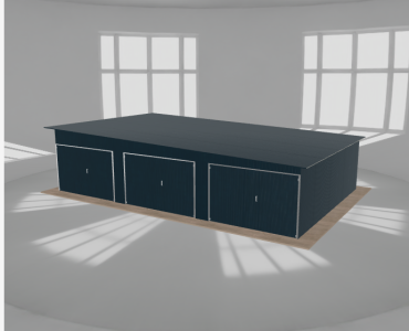 Garaż blaszany 10x6.5m trzystanowiskowy
  spad w prawo Grafit