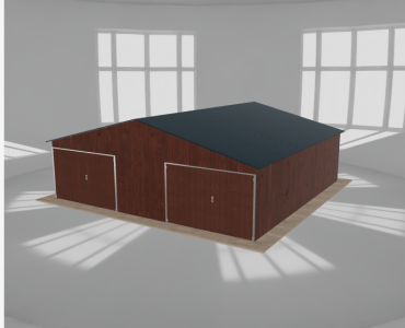 Garaż blaszany 8x8m dwustanowiskowy
  dwuspadowy Ciemny orzech