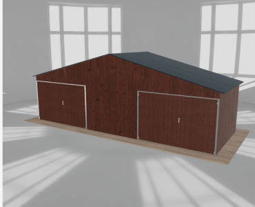 Garaż blaszany 8.5x3m dwustanowiskowy
  dwuspadowy Ciemny orzech