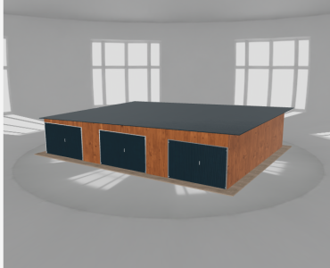Garaż blaszany 11.5x9m trzystanowiskowy spad w lewo Złoty dąb