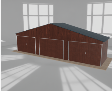 Garaż blaszany 10x2.5m trzystanowiskowy
  dwuspadowy Ciemny orzech
