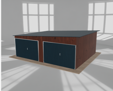 Garaż blaszany 6.5x5.5m dwustanowiskowy spad w lewo Ciemny orzech