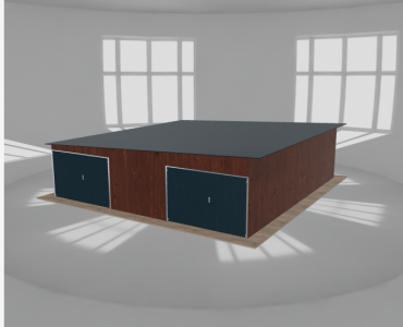 Garaż blaszany 8.5x9m dwustanowiskowy spad w lewo Ciemny orzech