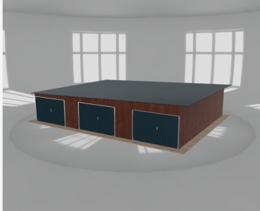 Garaż blaszany 11.5x9m trzystanowiskowy spad w lewo Ciemny orzech