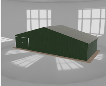 Garaż blaszany 12x5m jednostanowiskowy dwuspadowy Zielony
