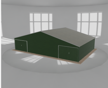 Garaż blaszany 12x8m dwustanowiskowy dwuspadowy Zielony