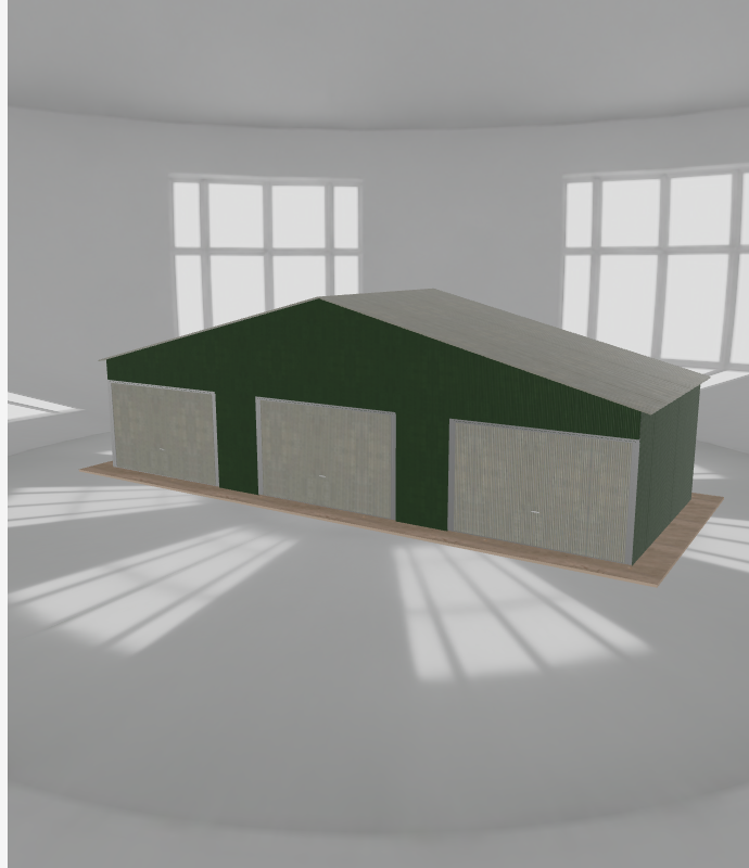 Garaż 11x4m trzystanowiskowy dwuspadowy Zielony