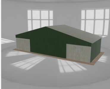 Garaż blaszany 12x5m dwustanowiskowy dwuspadowy Zielony