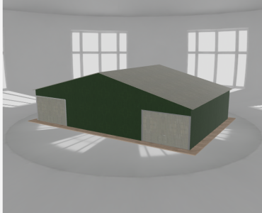 Garaż blaszany 12x8m dwustanowiskowy dwuspadowy Zielony
