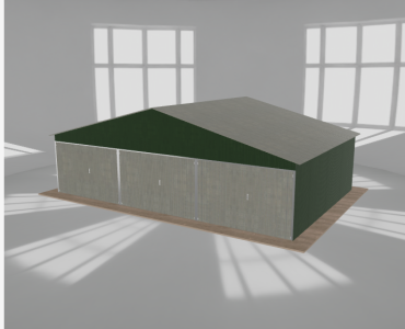 Garaż blaszany 9x6m trzystanowiskowy dwuspadowy Zielony