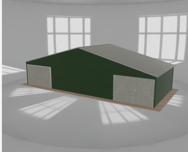 Garaż blaszany 12x5m dwustanowiskowy dwuspadowy Zielony