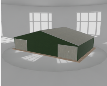 Garaż blaszany 12x8m dwustanowiskowy dwuspadowy Zielony