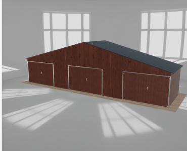 Garaż blaszany 12x3m trzystanowiskowy
  dwuspadowy Ciemny orzech