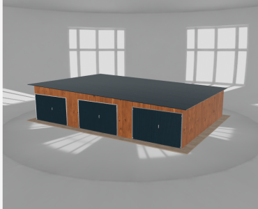 Garaż blaszany 11x8m trzystanowiskowy spad w prawo Złoty dąb
