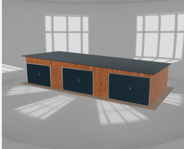 Garaż blaszany 11.5x5m trzystanowiskowy spad w prawo Złoty dąb