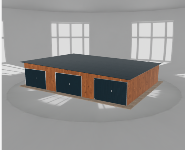 Garaż blaszany 11.5x9m trzystanowiskowy spad w prawo Złoty dąb