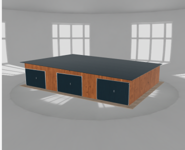 Garaż blaszany 12x9m trzystanowiskowy spad w prawo Złoty dąb