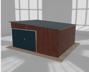 Garaż blaszany 5x4.5m jednostanowiskowy spad w prawo Ciemny orzech