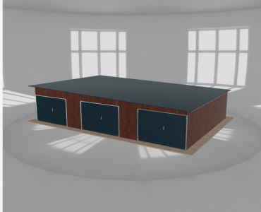 Garaż blaszany 11.5x8m trzystanowiskowy spad w prawo Ciemny orzech