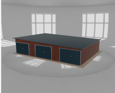 Garaż blaszany 11.5x8.5m trzystanowiskowy spad w prawo Ciemny orzech