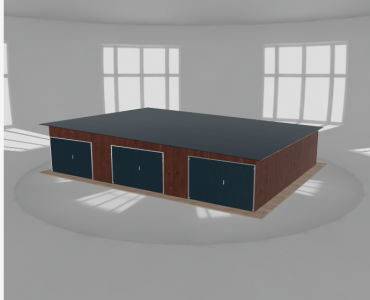 Garaż blaszany 11.5x9m trzystanowiskowy spad w prawo Ciemny orzech
