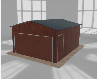 Garaż blaszany 4.5x5.5m jednostanowiskowy dwuspadowy Ciemny orzech