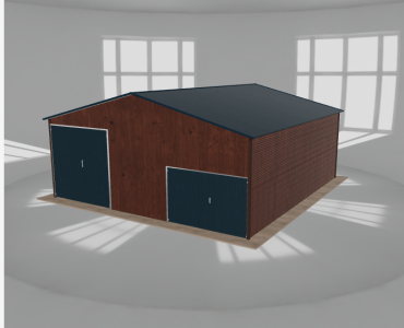 Hala blaszana 8.5x9m dwuspadowa Ciemny orzech Wysoka