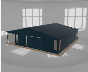 Garaż blaszany 8x9.5m z pomieszczeniem gospodarczym i wiatą Grafit