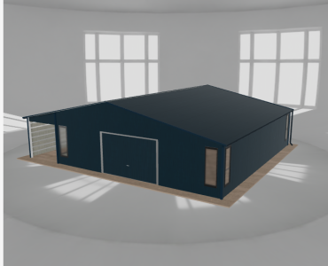 Garaż blaszany 8.5x9.5m z pomieszczeniem gospodarczym i wiatą Grafit