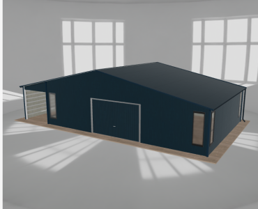 Garaż blaszany 9.5x6.5m z pomieszczeniem gospodarczym i wiatą Grafit