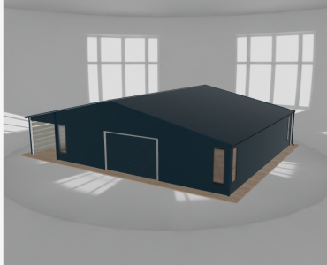 Garaż blaszany 9.5x9.5m z pomieszczeniem gospodarczym i wiatą Grafit