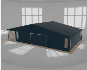 Garaż blaszany 10x7m z pomieszczeniem gospodarczym i wiatą Grafit