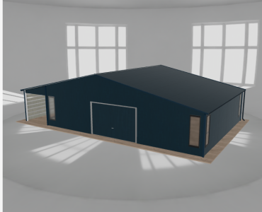 Garaż blaszany 10x7.5m z pomieszczeniem gospodarczym i wiatą Grafit