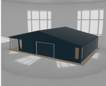 Garaż blaszany 10x8m z pomieszczeniem gospodarczym i wiatą Grafit