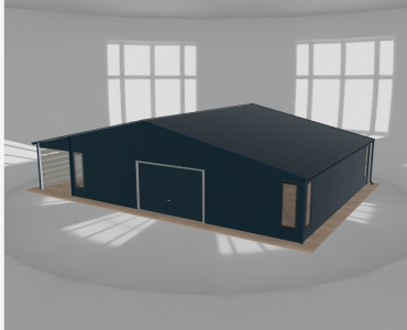 Garaż blaszany 10x8.5m z pomieszczeniem gospodarczym i wiatą Grafit