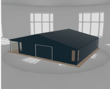 Garaż blaszany 10x10m z pomieszczeniem gospodarczym i wiatą Grafit