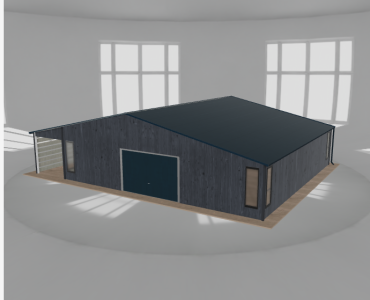 Garaż blaszany 10x9.5m z pomieszczeniem gospodarczym i wiatą Grafit drewno
