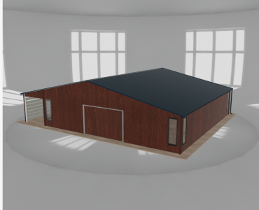 Garaż blaszany 10x10m z pomieszczeniem gospodarczym i wiatą Ciemny orzech