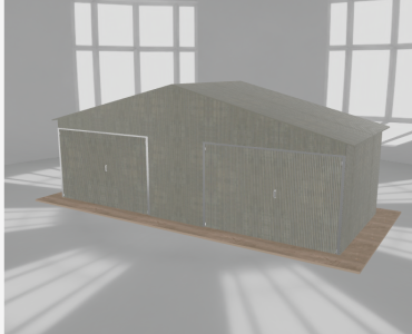 Garaż blaszany 7.5x3m dwustanowiskowy
  dwuspadowy Ocynk