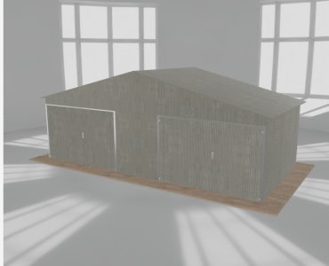 Garaż blaszany 7.5x3.5m dwustanowiskowy
  dwuspadowy Ocynk