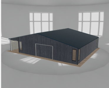 Garaż blaszany 10x9.5m z pomieszczeniem gospodarczym i wiatą Grafit drewno