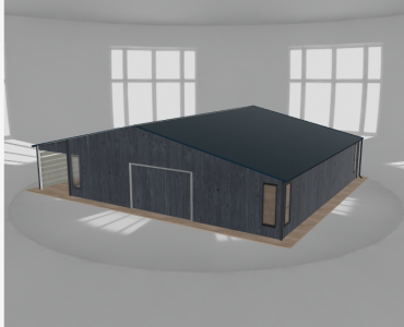 Garaż blaszany 10x10m z pomieszczeniem gospodarczym i wiatą Grafit drewno