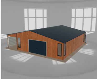 Garaż blaszany 7.5x9.5m z wiatą Złoty dąb