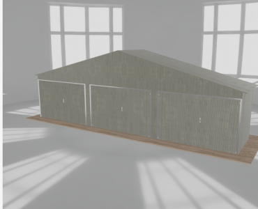 Garaż blaszany 9.5x2m trzystanowiskowy
  dwuspadowy Ocynk